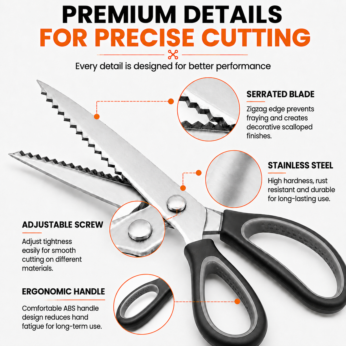 Pinking Shears for Fabric – Serrated Scissors for Zigzag Edge Cutting